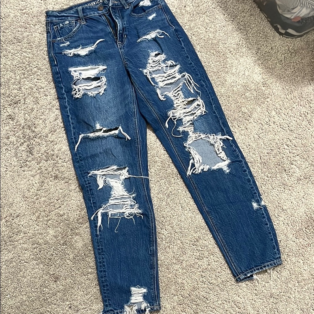American Eagle Outfitters Blue Skinny Distressed Jeans